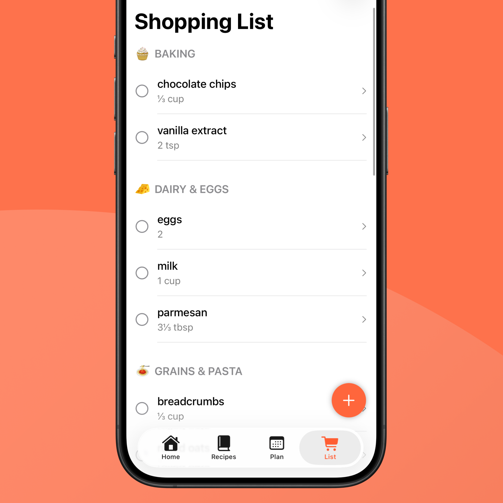 Generate Shopping Lists